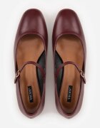  Pantofi cu toc Bordeaux în stil Mary Jane cu cataramă Kareoma