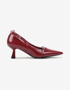  Pantofi cu toc Elegante Bordo cu toc tip rață cu Catarame și Decupaje Anarinne