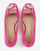  Pantofi cu toc fuchsia Vices pe toc cu branț din piele și cu detaliu bijuterie Onna