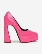  Pantofi cu toc Fucsia cu toc gros înalt și platformă Vipho