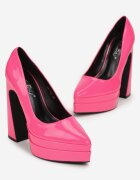 Pantofi cu toc Fucsia cu toc gros înalt și platformă Vipho