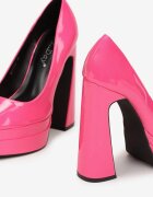  Pantofi cu toc Fucsia cu toc gros înalt și platformă Vipho