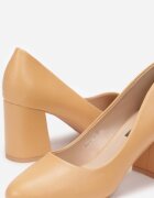  Pantofi cu toc Maro slip-on din imitație de piele cu toc gros Fasca