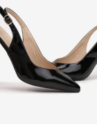  Pantofi cu toc Negri Lăcuiți stiletto cu vârf ascuțit Ceialia