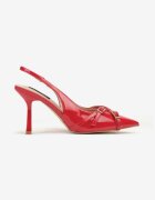  Pantofi cu toc Roșii Lăcuiți cu Călcâiul Descoperit și Catarame Decorative Acilena