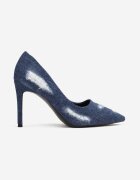  Pantofi cu toc subțire Bleumarin cu rupturi din Denim Botrose