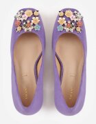  Pantofi cu toc Violet Vices cu toc gros cu branț din piele și decorațiune cu bijuterii Onna