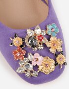  Pantofi cu toc Violet Vices cu toc gros cu branț din piele și decorațiune cu bijuterii Onna
