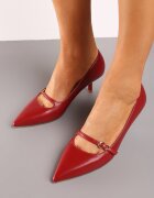  Pantofi cu toc Visinii cu toc cui tip kitten cu baretă decorativă Meriadne