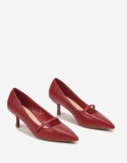  Pantofi cu toc Visinii cu toc cui tip kitten cu baretă decorativă Meriadne