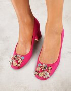  Pantofi Fucsia Vices cu toc cu Branț din Piele cu Zirconii Fonarieth
