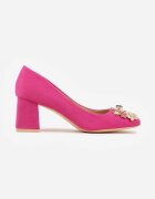  Pantofi Fucsia Vices cu toc cu Branț din Piele cu Zirconii Fonarieth
