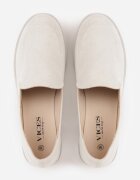  Pantofi gri deschis cu toc gros și platformă joasă stil mocasin Molana