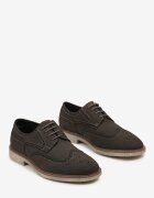  Pantofi Gri Oxford cu Branț din Piele și Cusături Petime
