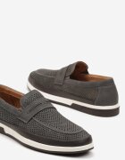  Pantofi gri-verzi din piele ecologică cu talpă plată cu perforații Lorissa