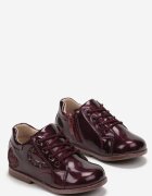  Pantofi josi Bordeaux Lăcuite Cu șireturi pe talpă plată Oliv
