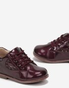  Pantofi josi Bordeaux Lăcuite Cu șireturi pe talpă plată Oliv
