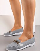  Pantofi josi gri cu față elastică și cataramă elegantă Naelle