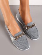  Pantofi josi gri cu față elastică și cataramă elegantă Naelle