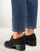  Pantofi Negri cu toc bloc jos cu fermoar decorativ Aricca