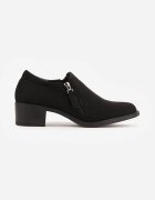  Pantofi Negri cu toc bloc jos cu fermoar decorativ Aricca