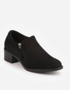  Pantofi Negri cu toc bloc jos cu fermoar decorativ Aricca