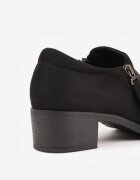  Pantofi Negri cu toc bloc jos cu fermoar decorativ Aricca