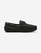  Pantofi Negri din Piele ecologică în Stil Mocasini cu Cusături și Fundă Randaca