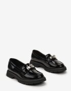  Pantofi negri Mocasini cu Cataramă Decorativă Kahtarii