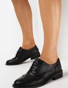  Pantofi Oxford Negri cu Cusături Larsatia