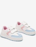  Pantofi sport alb-albastru cu velcro cu cusături decorative Tassea