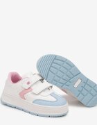  Pantofi sport alb-albastru cu velcro cu cusături decorative Tassea