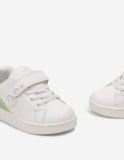  Pantofi Sport Alb-Argintiu cu scai din Piele Ecologică cu Inserție Strălucitoare și Inimioară Lurana