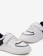 Pantofi Sport Alb-Bleumarin cu Branț din Piele și Inserție Decorativă la Spate Ivelra