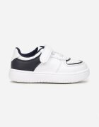  Pantofi sport Alb-Bleumarin cu talpă plată cu scai și branț din piele Sylvana