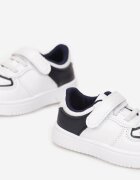  Pantofi sport Alb-Bleumarin cu talpă plată cu scai și branț din piele Sylvana