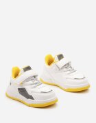  Pantofi Sport Alb-Galbeni Plati Sneakers Închiși cu Scai cu Șireturi Decorative Biota