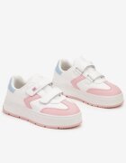  Pantofi Sport Alb-Roz cu Velcro și Cusături Decorative Tassea