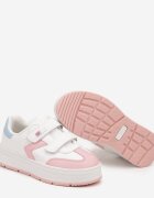  Pantofi Sport Alb-Roz cu Velcro și Cusături Decorative Tassea