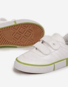 Pantofi Sport Alb-Verde cu Talpă Plată cu Velcro și Branț din Piele Quora