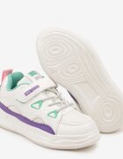  Pantofi sport Alb-violet cu Talpă Groasă cu Scai și Branț din Piele Eleasia