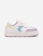  Pantofi Sport Alb-Violet cu Velcro cu Cusături Decorative Tassea
