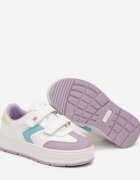  Pantofi Sport Alb-Violet cu Velcro cu Cusături Decorative Tassea