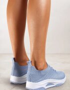  Pantofi sport albaștri fără șireturi cu carâmb elastic și inserție decorativă pe talpă Moonsara