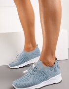  Pantofi Sport Albastru deschis cu Fir Metalic și Elastic cu Opritor Qiliara
