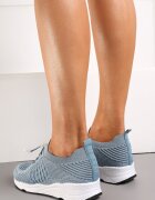  Pantofi Sport Albastru deschis cu Fir Metalic și Elastic cu Opritor Qiliara