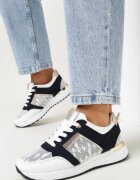  Pantofi sport Albi-Bleumarin cu Imprimeu Decorativ Melimisia