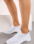  Pantofi Sport Albi din plasă decorate cu șireturi Salmerus