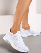  Pantofi Sport Albi din plasă decorate cu șireturi Salmerus