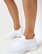  Pantofi Sport Albi Plati cu Partea Superioară Elastică Sub Gleznă Atale